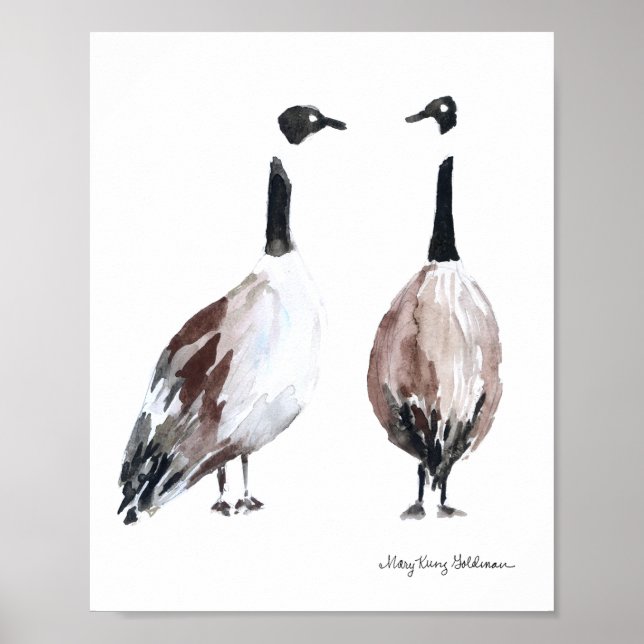 Canada Goose Hand-Drawn Watercolor Wildlife Bird  Poster (Front)