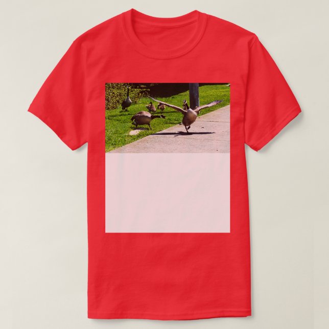 Canada Goose Honking At Other Goose Wings Spread T T-Shirt (Design Front)