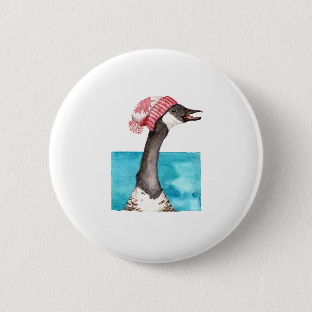 Canada Goose in a Toque Button (Front)