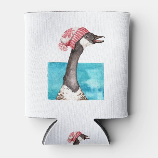Canada Goose in a Toque Can Cooler (Front)