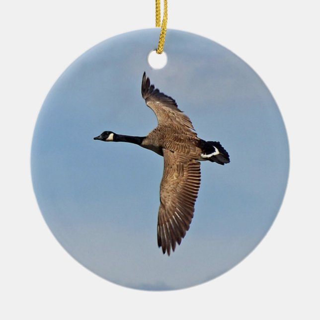 Canada Goose in Flight Ceramic Ornament (Front)