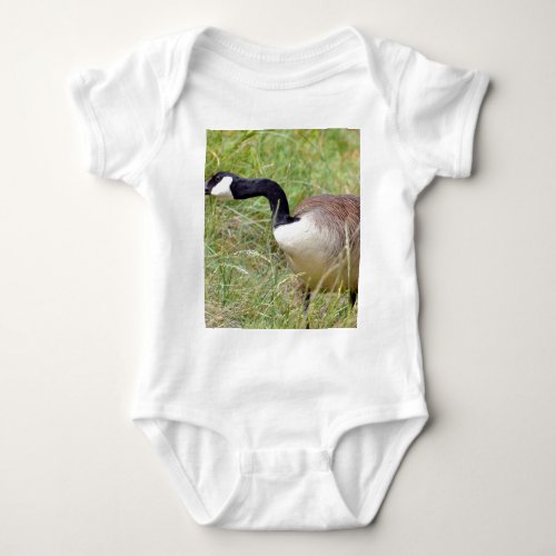 Canada goose in grass baby bodysuit