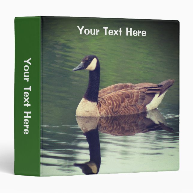 Canada Goose In Pond Nature Personalized 3 Ring Binder (Front/Spine)