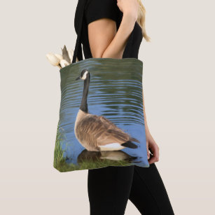 Canada Goose In Water Oil Painting  Tote Bag