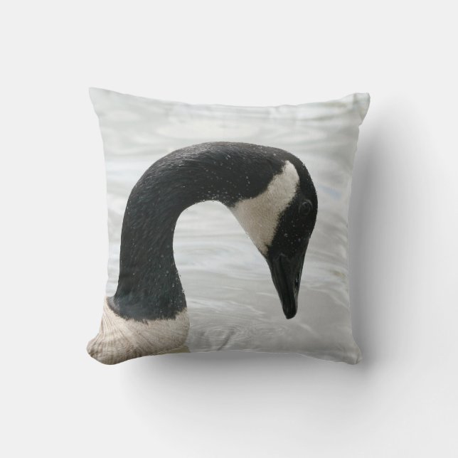 Canada Goose in Water Throw Pillow (Front)
