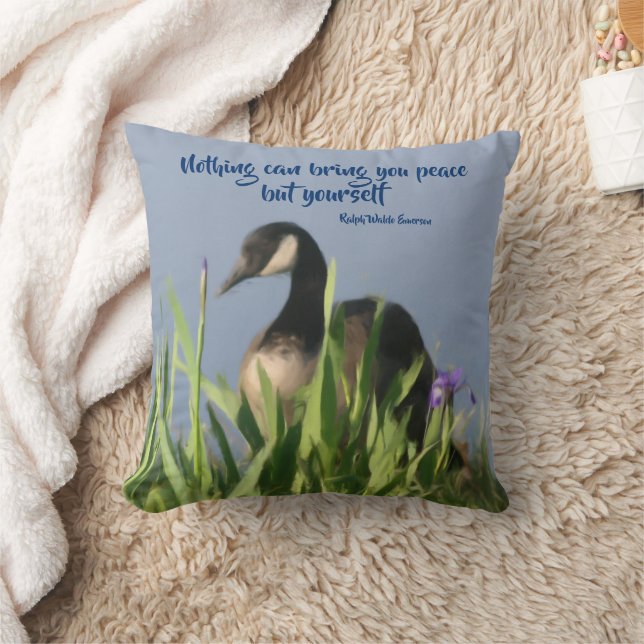 Canada Goose Inner Peace Inspirational Quote  Throw Pillow (Blanket)