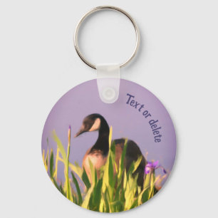 Canada Goose Iris Flowers Animal Personalized Keychain