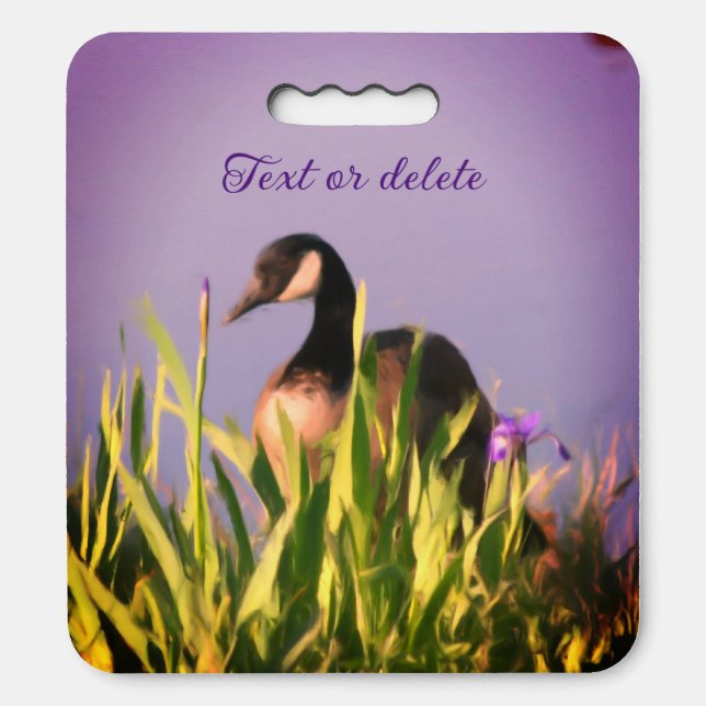 Canada Goose Irises Nature Art Personalized Seat Cushion (Front Vertical)