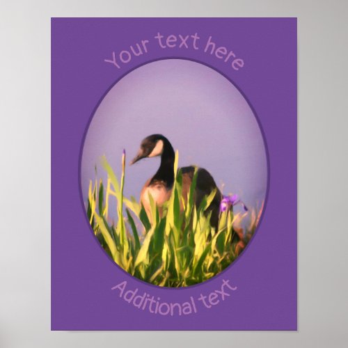 Canada Goose Irises Nature Art Personalized Words Poster