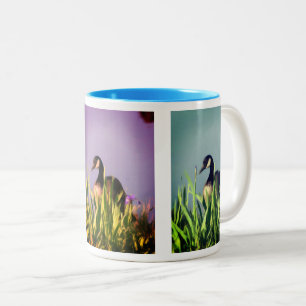Canada Goose Irises Nature Art  Two-Tone Coffee Mug