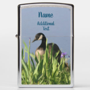 Canada Goose Irises Nature Painting Personalized Zippo Lighter