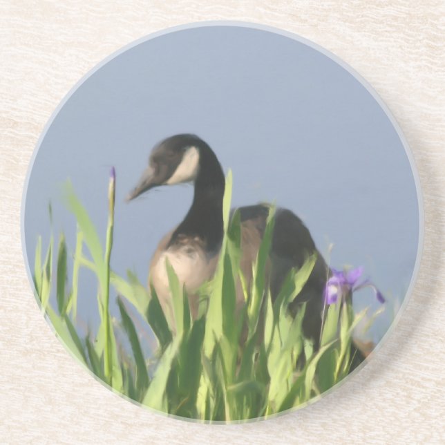 Canada Goose Irises Painting Animal Coaster (Front)