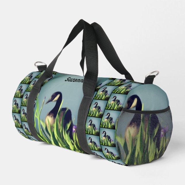 Canada Goose Irises Painting Personalized Duffle Bag (Right Corner)
