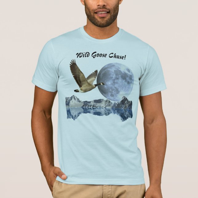 Canada Goose, Moon & Mountains Funny T-shirt (Front)