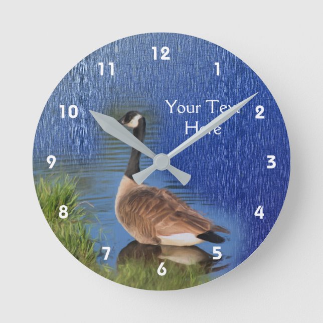 Canada Goose Nature Art Personalized Round Clock (Front)