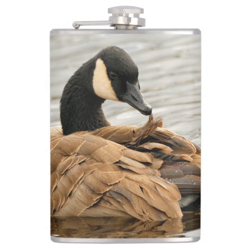 Canada Goose on the Lake Hip Flask