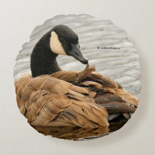 Canada Goose on the Lake Round Pillow