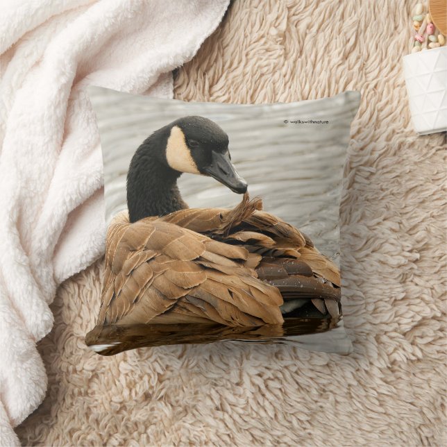 Canada Goose on the Lake Throw Pillow (Blanket)