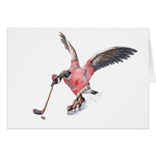 Canada Goose Playing Hockey Cards (Front Horizontal)