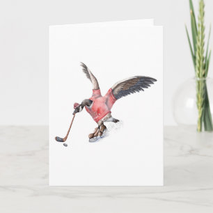 Canada Goose Playing Hockey Holiday Card