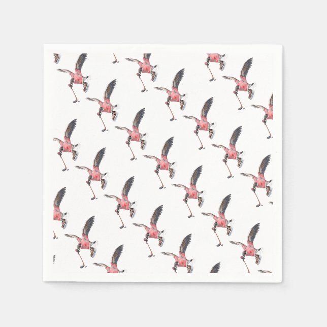 Canada Goose Playing Hockey Napkins (Front)