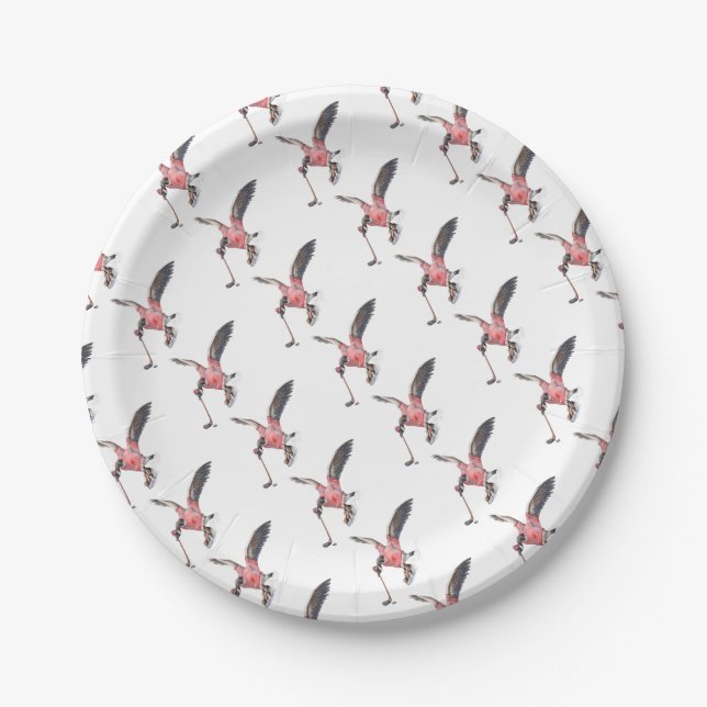 Canada Goose Playing Hockey Paper Plates (Front)