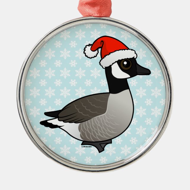 Christmas Canada Goose with Santa Hat Premium circle Ornament