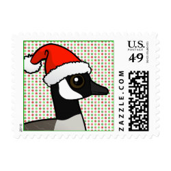Christmas Canada Goose with Santa Hat Small Stamp 1.8