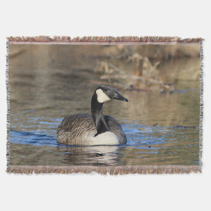 Canada goose swimming throw blanket