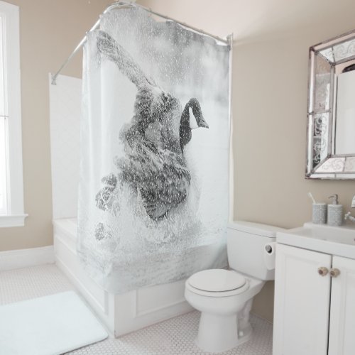 Canada Goose taking a bath Shower Curtain