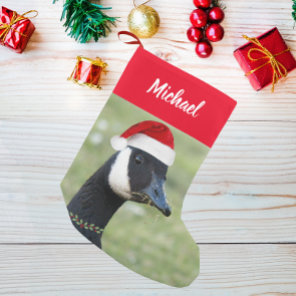 Canada Goose Wearing Santa Hat with Name Small Christmas Stocking