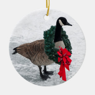 Canada Goose with Wreath ornament
