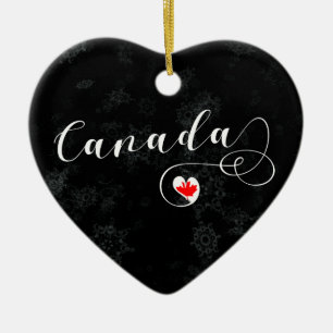Canada Heart, Christmas Tree Ornament, Canadian Ceramic Ornament