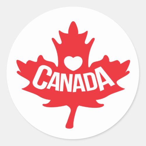 Canada heart maple leaf red white stickers