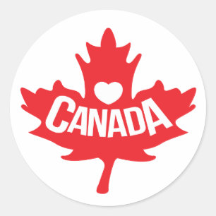 Canada heart maple leaf red white stickers