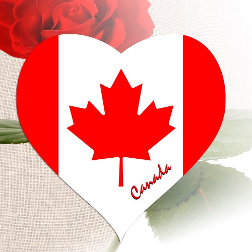 Canada Heart Sticker Patriotic Canadian Flag Heart Sticker
