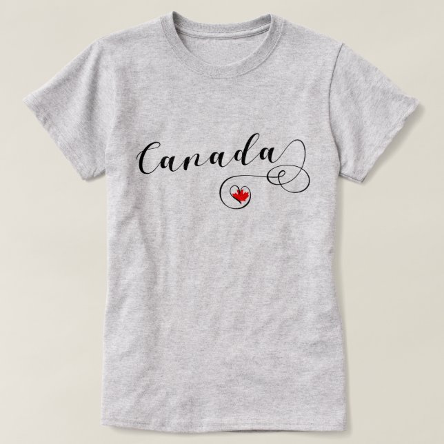 Canada Heart T-Shirt, Canadian Flag T-Shirt (Design Front)