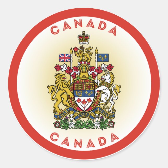 Canada Heritage Emblem Classic Round Sticker (Front)