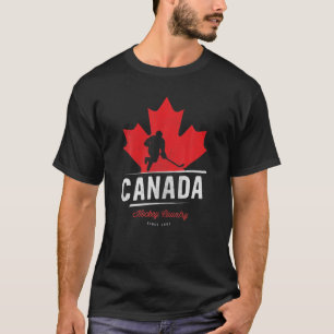 Canada Hockey Maple Leaf Ice Hockey Player Vintage T-Shirt