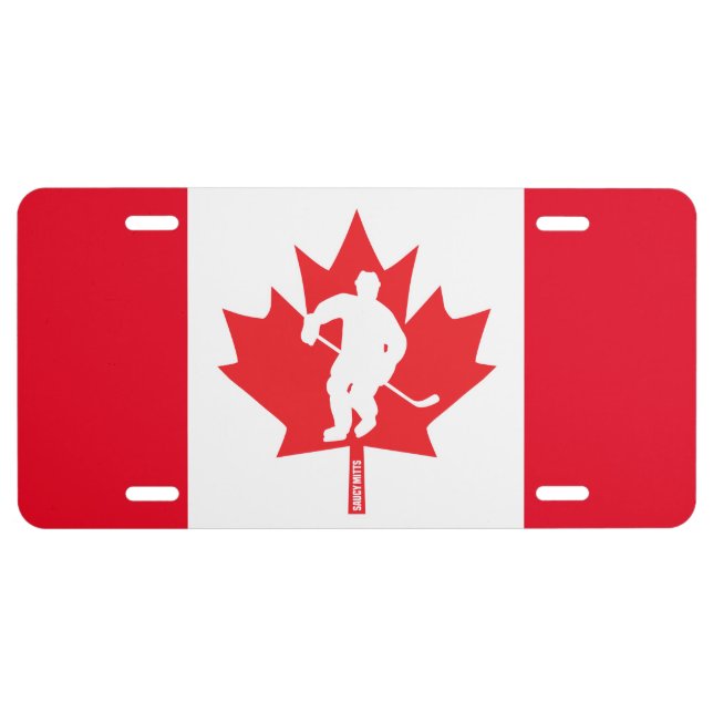 Canada Hockey Maple Leaf Player red white License Plate (Front)