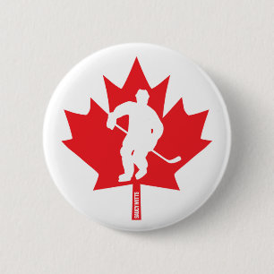Canada Hockey Player Maple Leaf Player Flare Button