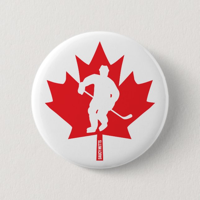 Canada Hockey Player Maple Leaf Player Flare Button (Front)