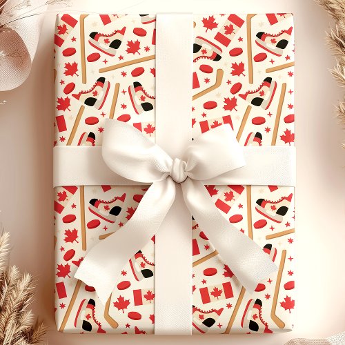 Holiday And Seasonal 26 Canada Hockey Themed Wrapping Paper