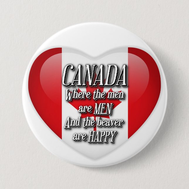 Canada Humor Heart Flag Button (Front)