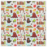 Canada Icons Symbols for Canadian National Day Fabric