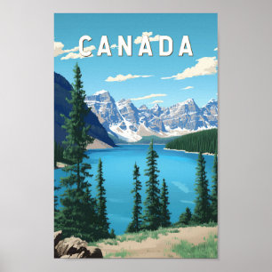 Canada Illustration Travel Art Vintage Poster