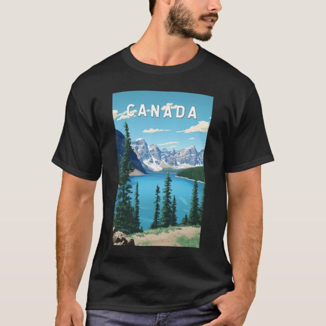 Canada Illustration Travel Art Vintage T-Shirt (Front)