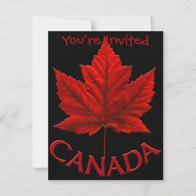 Canada Invitations Personalized Canada Flag RSVP (Front)
