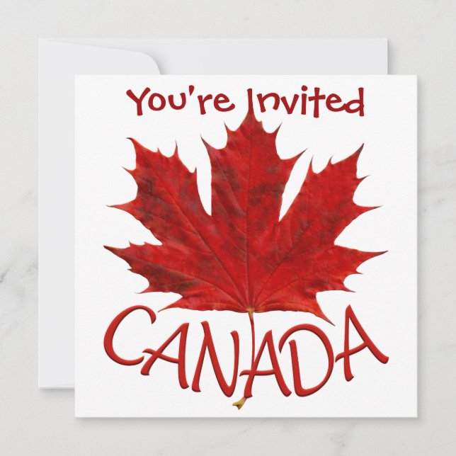 Canada Invitations Personalized Canada Flag RSVP (Front)