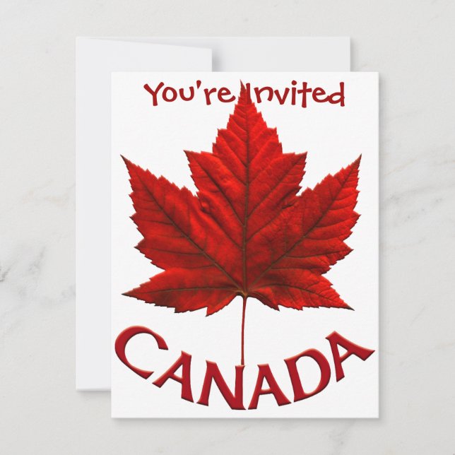 Canada Invitations Personalized Canada Flag RSVP (Front)